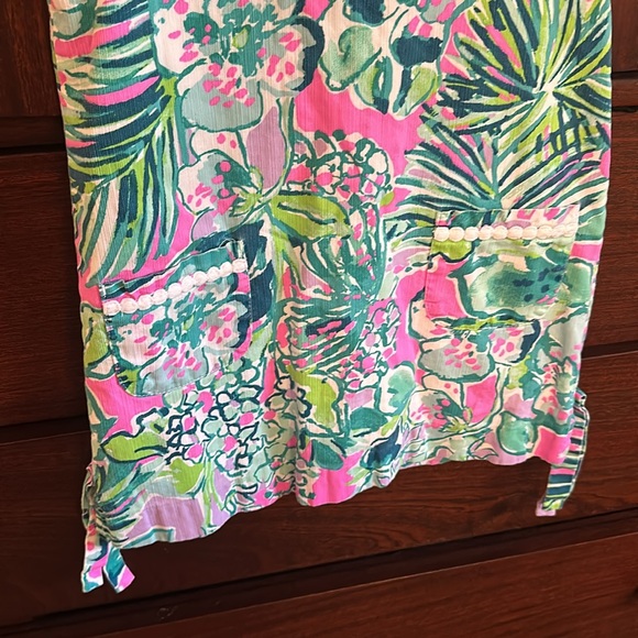 LILLY PULITZER GREEN FLORAL DRESS size 6 - Picture 3 of 4